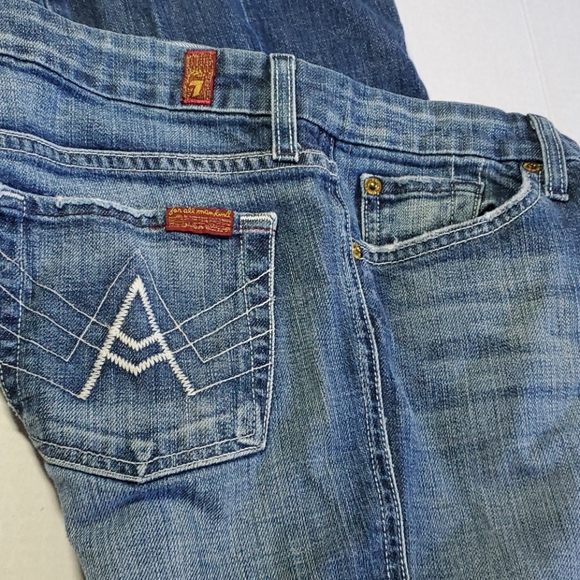 7 for All Mankind "A Pocket" Whiskers Denim Ombre Blue Jeans size 30 - Picture 7 of 8